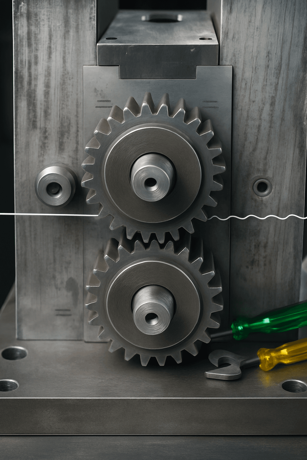 Case study: Wire Crimping Machine Automation – Precision wire length setting, crimping, and cutting for sieve and mesh production with user-friendly HMI.